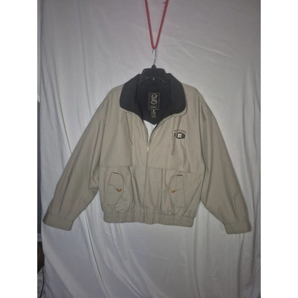 Vintage Gear For Sports Ohio State Buckeyes Jacket Tan Beige Full Zip Men Size L